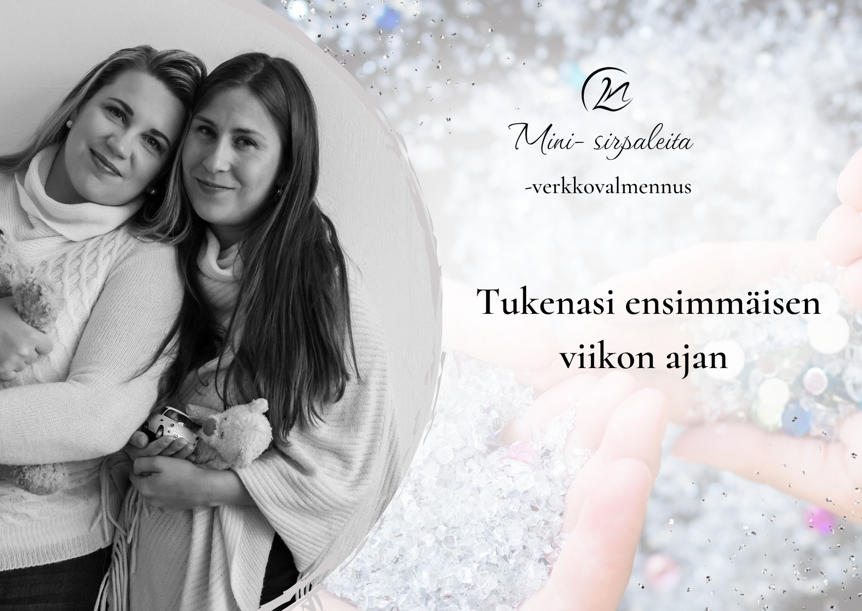 Mustavalkoisessa kuvassa ammattilaiset tukevat, kun raskauden menetys tapahtuu.